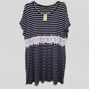 Suzanne Betro black knit burnout empire dress 2X